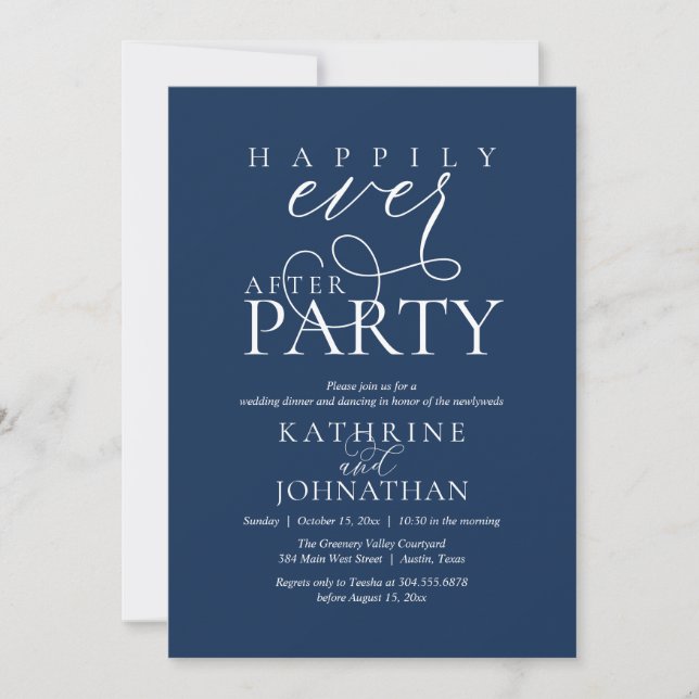 Invitation Modern Script Happily Ever After Party Elopement (Devant)