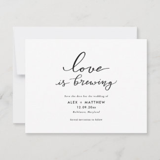 Invitation Modern Script Love est en train de brasser Enregis