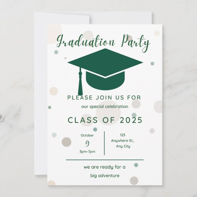Invitation Modern Simple 2 Photo Green Graduation Party (Devant)