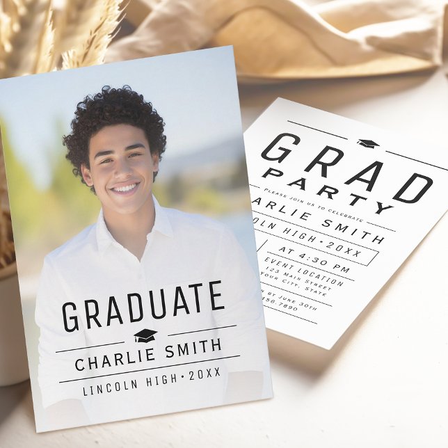 Invitation Modern Simple Typographie Photo Graduation Party (Modern Simple Typography Photo Graduation Party Invitation)