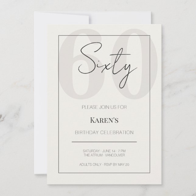 Invitation Modern Sixty 60th Birthday Celebration  (Devant)