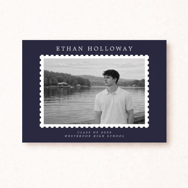 Invitation Modern Stamp Style Photo Graduation Announcement (Créateur téléchargé)