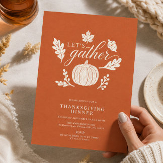 Invitation Modern Terracotta Let's Gather Thanksgiving Dinner