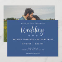 Modern Three Blue Hearts Mariage photo