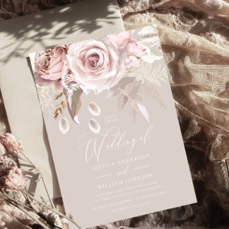 Invitation Modern Trendy Designer Elegant Blush Wedding