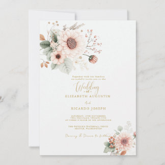 Invitation Modern Trendy Dusty Rose Blush Wedding 