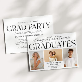 Invitation Modern Twin Graduates Photo Grad Party