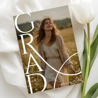 Invitation Modern Typography Photo Overlay Graduation Party