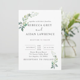 Invitation Modern Watercolor Eucalyptus Leaves Greenery