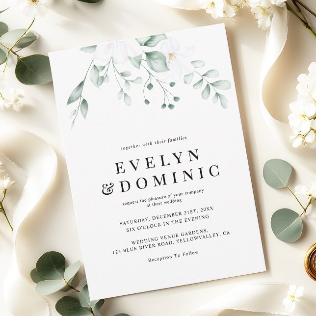 Invitation Modern Watercolor Greenery Foliage Wedding (Créateur téléchargé)