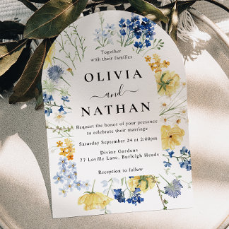 Invitation Modern Watercolor Wildflowers Wedding
