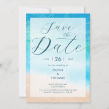 Modern Waves Beach Photo Wedding Enregistrer la da