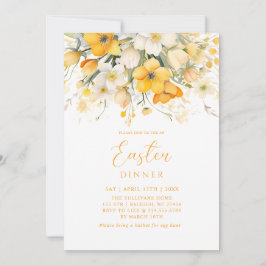 Invitation Modern Yellow Spring Floral Easter Dinner