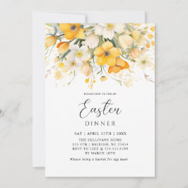 Invitation Modern Yellow Spring Floral Easter Dinner