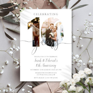 Invitation Moderne 10e anniversaire de mariage 2 Photo