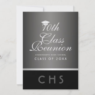 Invitation Moderne 10ème Classe Réunion Argent Noir