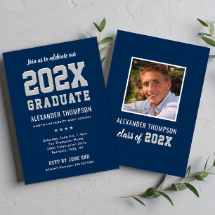 Invitation Moderne 2023 Graduate Navy Grey Graduation Party