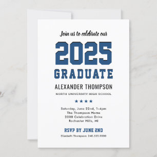 Invitation Moderne 2024 Graduate Blue Graduation Party