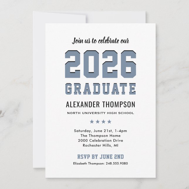 Invitation Moderne 2025 Graduate Slate Graduation Party (Devant)