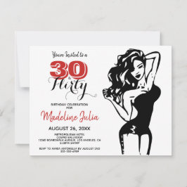 Invitation Moderne 30 & FLIRTY 30e anniversaire Black & Red I