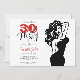 Invitation Moderne 30 & FLIRTY 30e anniversaire Noir & Rouge