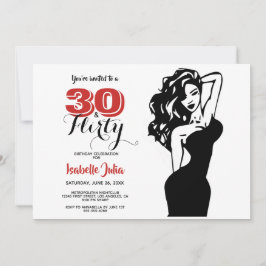 Invitation Moderne 30 & FLIRTY 30e anniversaire Noir & Rouge