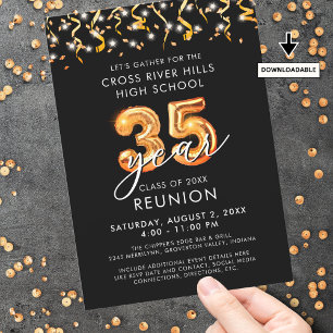 Invitation Moderne 35e Classe Retrouvailles Black Orange Stre