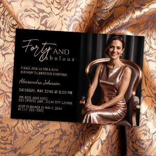 Invitation Moderne 40 & Fabuleux Rose photo Gold 50e annivers