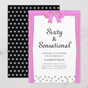 Invitation Moderne 60e Anniversaire & Diamants Pailletés