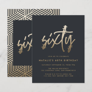 Invitation Moderne 60e anniversaire simple élégant script élé