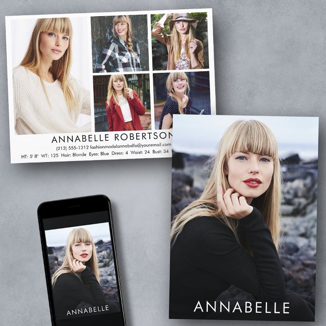 Invitation Moderne 6 Photos Mode Modélisation Modèle Comp Car (Customize to change background color, text size or text style. Available for prints and download.)