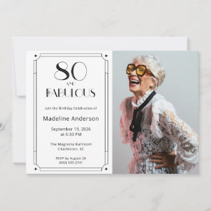 Invitation Moderne 80 ans & Fabuleux Photo d'anniversaire en