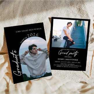 Invitation moderne à une fête de fin d'études avec