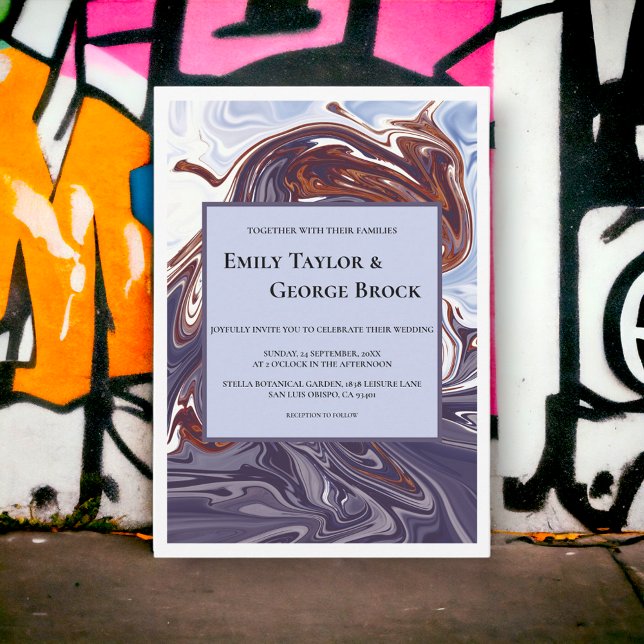 Invitation Moderne Abstrait Blue Wave Sky élégante et chic Ma (Créateur téléchargé)