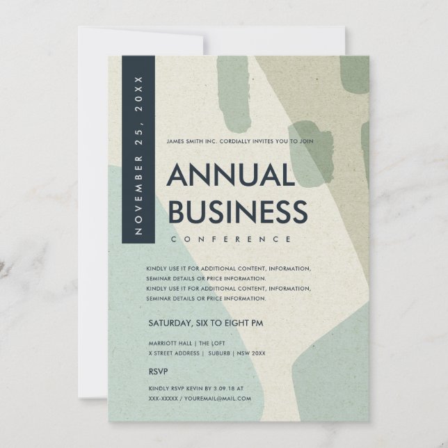 INVITATION MODERNE ABSTRAITE ART AQUA BLEU CONFÉRENCE ÉVÉNEME (Devant)