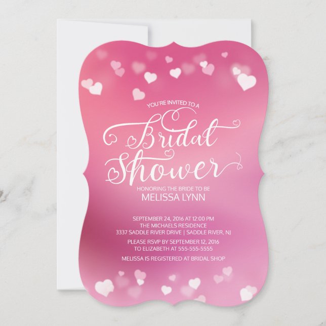 Invitation Moderne Amour Amour Coeurs Fête des mariées Invita (Devant)