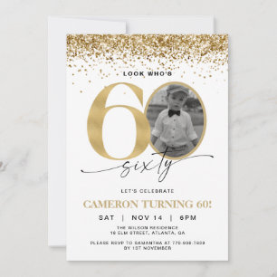 Invitation Moderne Anniversaire 60 Ans avec Photo 