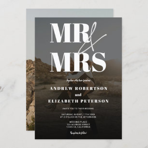 Invitation Moderne audacieux M. Mrs script noir photo mariage