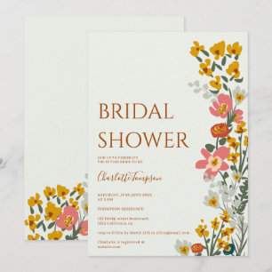 Invitation Moderne automne fleurs rétro douches nuptiales ver