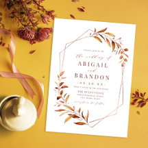 Moderne Automne Vert Géométrique Rustique Mariage 