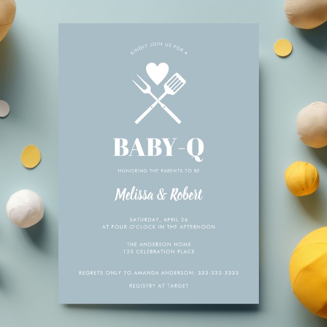 Invitation Moderne Baby shower BBQ Bleu Bleu Simple (Créateur téléchargé)