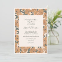 Moderne Baby Shower Bohème Floral Ochre Terreux