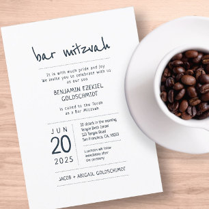 Invitation Moderne + Barre Minimaliste Mitzvah