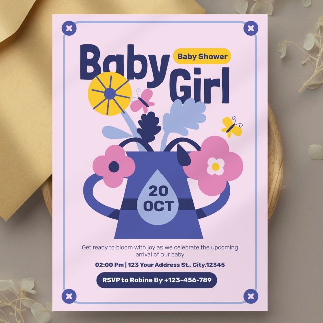 Invitation moderne bébé fille douche (Créateur téléchargé)