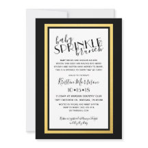 Invitation moderne Black Gold Baby Sprinkle