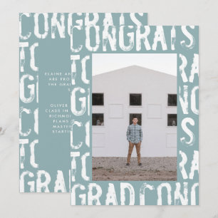 Invitation Moderne bleu clair grungy simple graduation photo