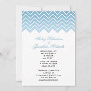 Invitation Moderne bleu crépuscule ombré chevron zigzag après