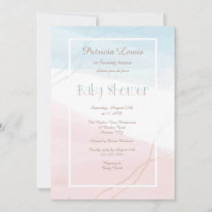Invitation Moderne bleu et rose