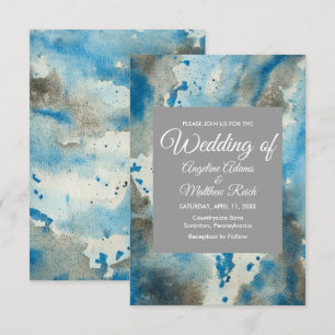 Invitation Moderne bleu floral d'aquarelle lunatique