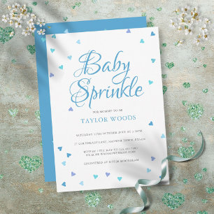 Invitation Moderne Blue Love Hearts Baby Boy Sprinkle Douche